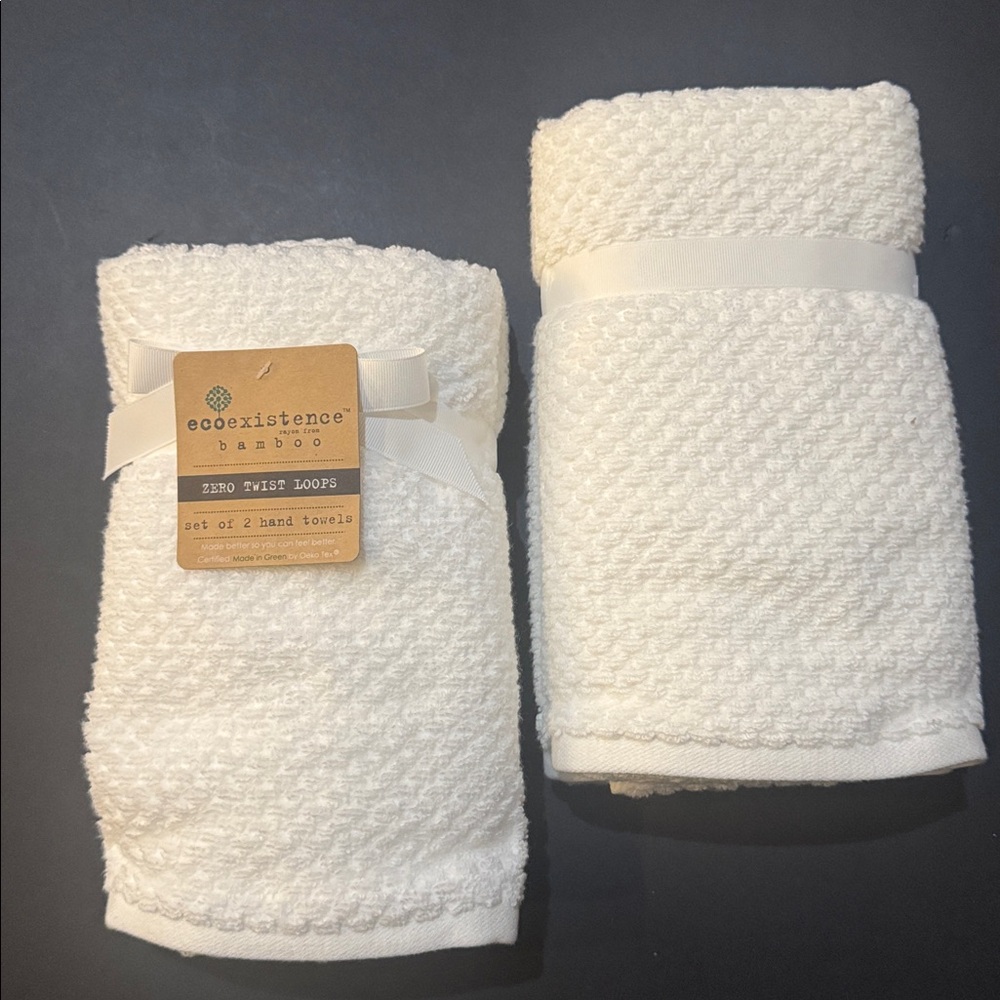 4pc ECOEXISTENCE Bamboo Zero Twist Loops Bath Hand Towel Set - White - Picture 7 of 8